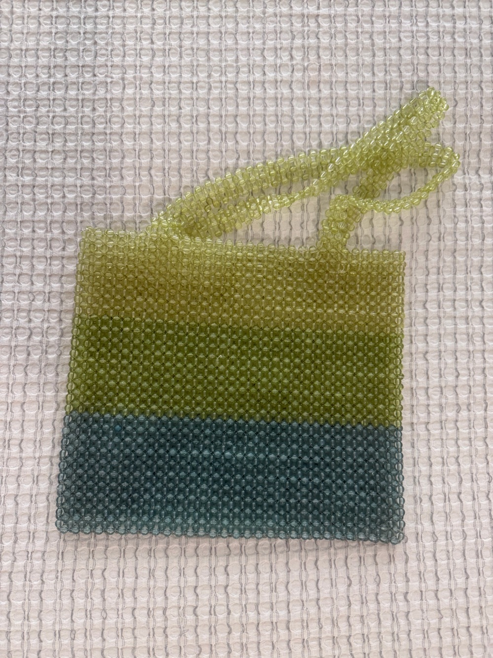 Two-Tone Green Mini Beaded Crossbody Bag
